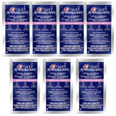 Set 7x Benzi Albirea Dintilor, Crest, 3D White, Sensitive and Gentle, 8% Concentratie, Tratament 7 zile, 30 min, Nivel Albire 10