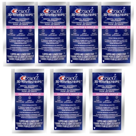 Set 7x Benzi Albirea Dintilor, Crest, 3D White, Sensitive and Gentle, 8% Concentratie, Tratament 7 zile, 30 min, Nivel Albire 10