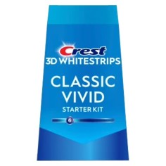 Set of 10 Teeth Whitening Strips, Crest, 3D White, Classic Vivid, 8% Concentration, 10 Day Treatment, 30 min, Whitening Level 6