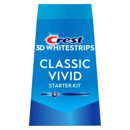 Set of 10 Teeth Whitening Strips, Crest, 3D White, Classic Vivid, 8% Concentration, 10 Day Treatment, 30 min, Whitening Level 6