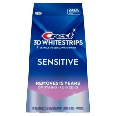 Set 14x Benzi Albirea Dintilor, Crest, 3D White, Sensitive White, 6% Concentratie, Tratament 14 zile, 30 min, Nivel Albire 6