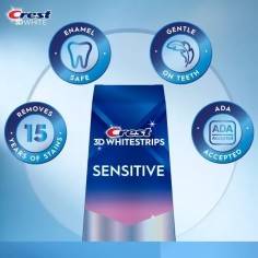 Set 14x Benzi Albirea Dintilor, Crest, 3D White, Sensitive White, 6% Concentratie, Tratament 14 zile, 30 min, Nivel Albire 6 2