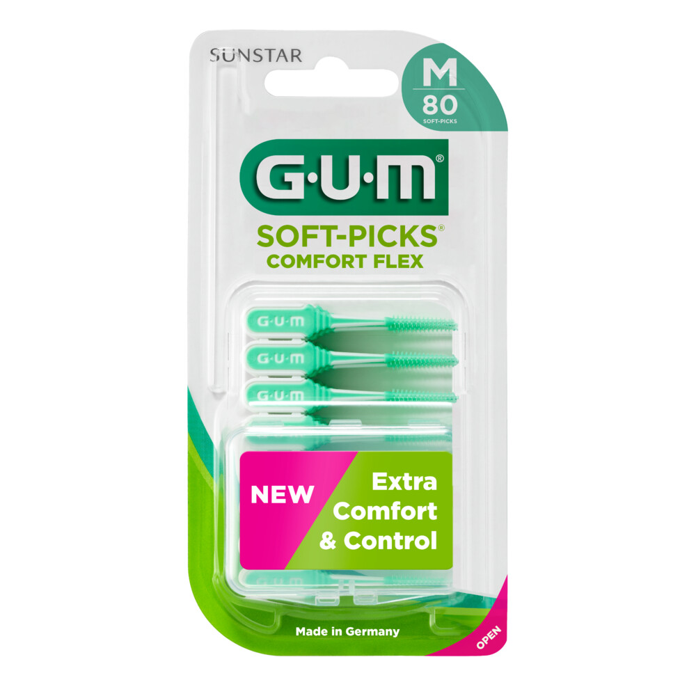 Set 80x Periute Interdentare, GUM, Soft-Picks Comfort Flex, Medium, pentru Curatare in Profunzime, Peri Moi