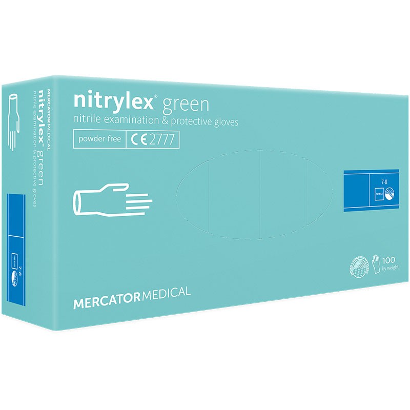 Cutie 100x Manusi Nitril, Mercator Medical, Nitrylex, Texturate, Nepudrate, Verzi, Marimea L