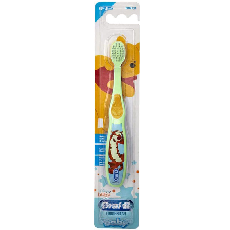 Periuta de Dinti Copii, Oral-B, Baby Disney, 0-3 ani, Extra-Soft, Personaj Tigger, Culoare Verde