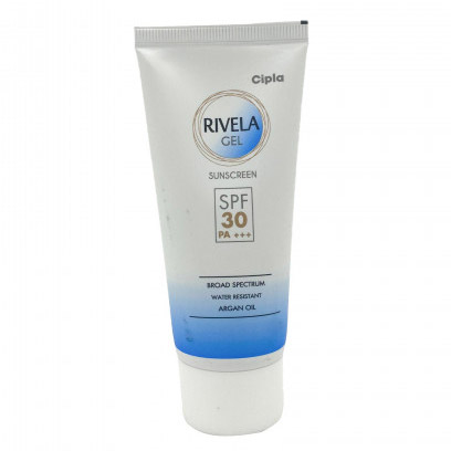 Gel pentru Fata, Cipla, Rivela, cu Ulei de Argan, Rezistent la Apa, Protectie UVA, UVB, SPF 30+ si PA+++, 10gr