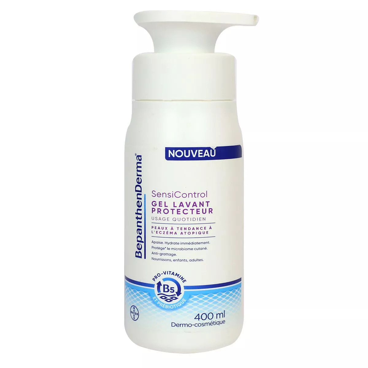 Gel de Curatare pentru Fata si Corp, Bepanthen Derma, Sensicontrol Relipidant, pentru Ingrijirea Pielii Uscate Predispuse la Eczeme Atopice, 400ml