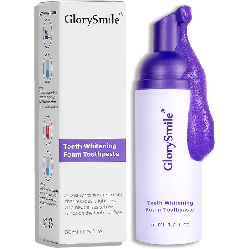 Pasta de Dinti, Glory Smile, sub forma de Spuma, cu Efect de Corectare a Culorii, Violet, 50ml