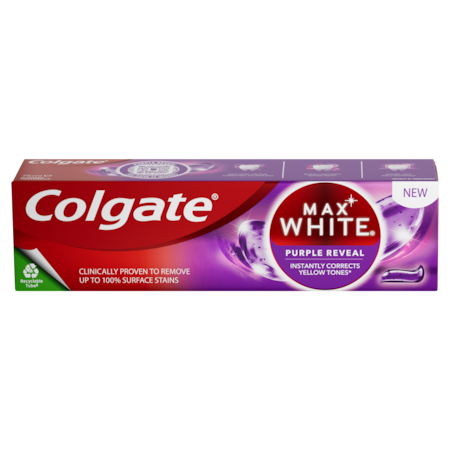 Pasta de Dinti, Colgate, Max White, Purple Reveal, Efect de Albire a Dintilor, cu Fluor, Aroma Menta, 75ml