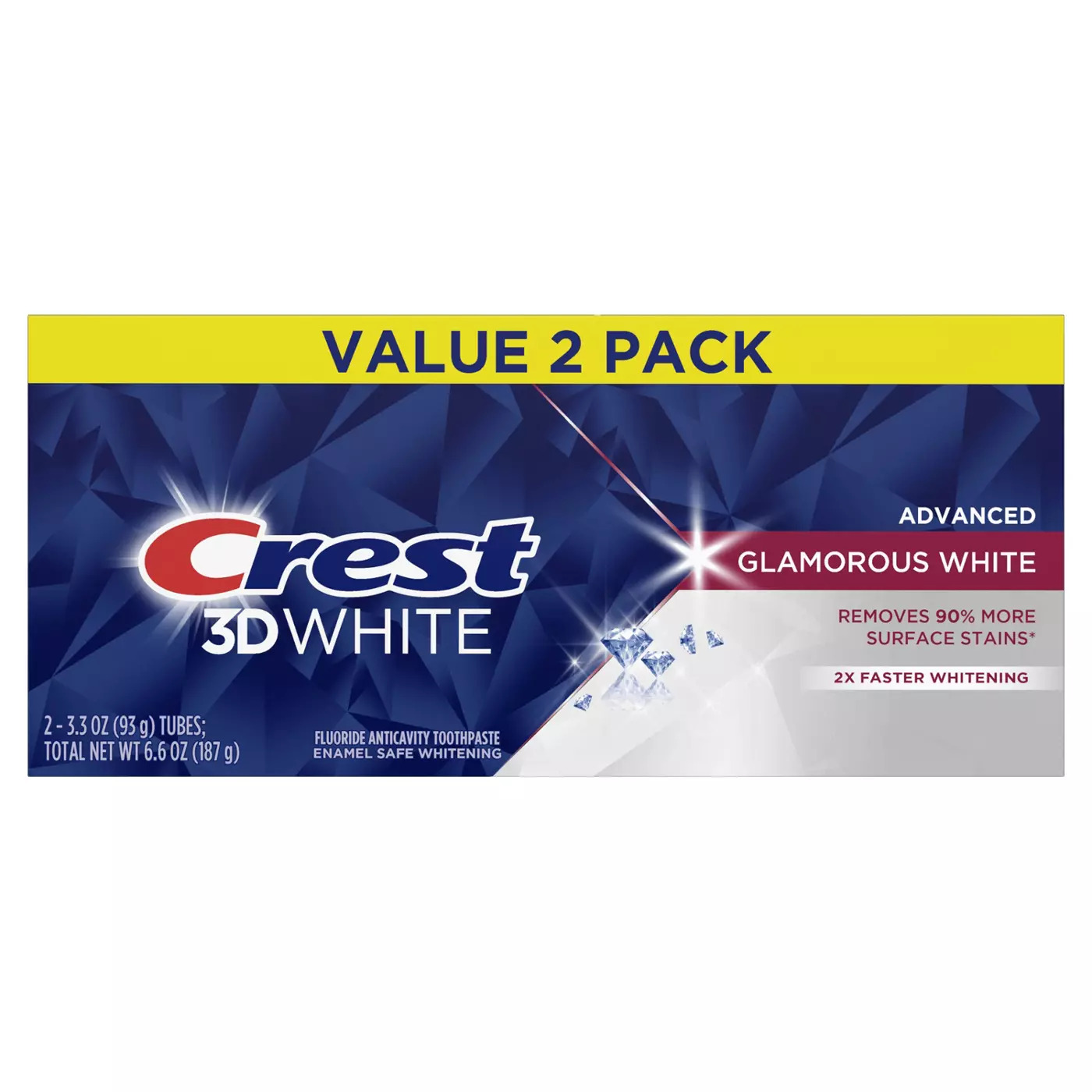 Set 2x Paste de Dinti, Crest, 3D White, Glamorous White, pentru Albirea Dintilor, 93gr