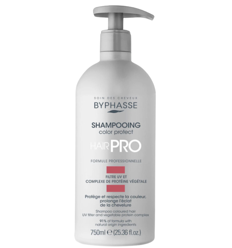 Sampon pentru Parul Vopsit, Byphasse, Hair Pro, Color Protect, cu Filtre UV si Complex de Proteine Vegetale, Revitalizeaza si Protejeaza Culoarea, 750ml