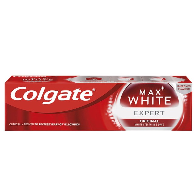 Pasta de Dinti, Colgate, Max White, Expert Original, Efect de Albire a Dintilor, cu Fluor, Aroma Menta, 75ml